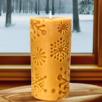 Large Snowflake Pillar Beeswax Candle
