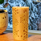 Large Snowflake Pillar Beeswax Candle