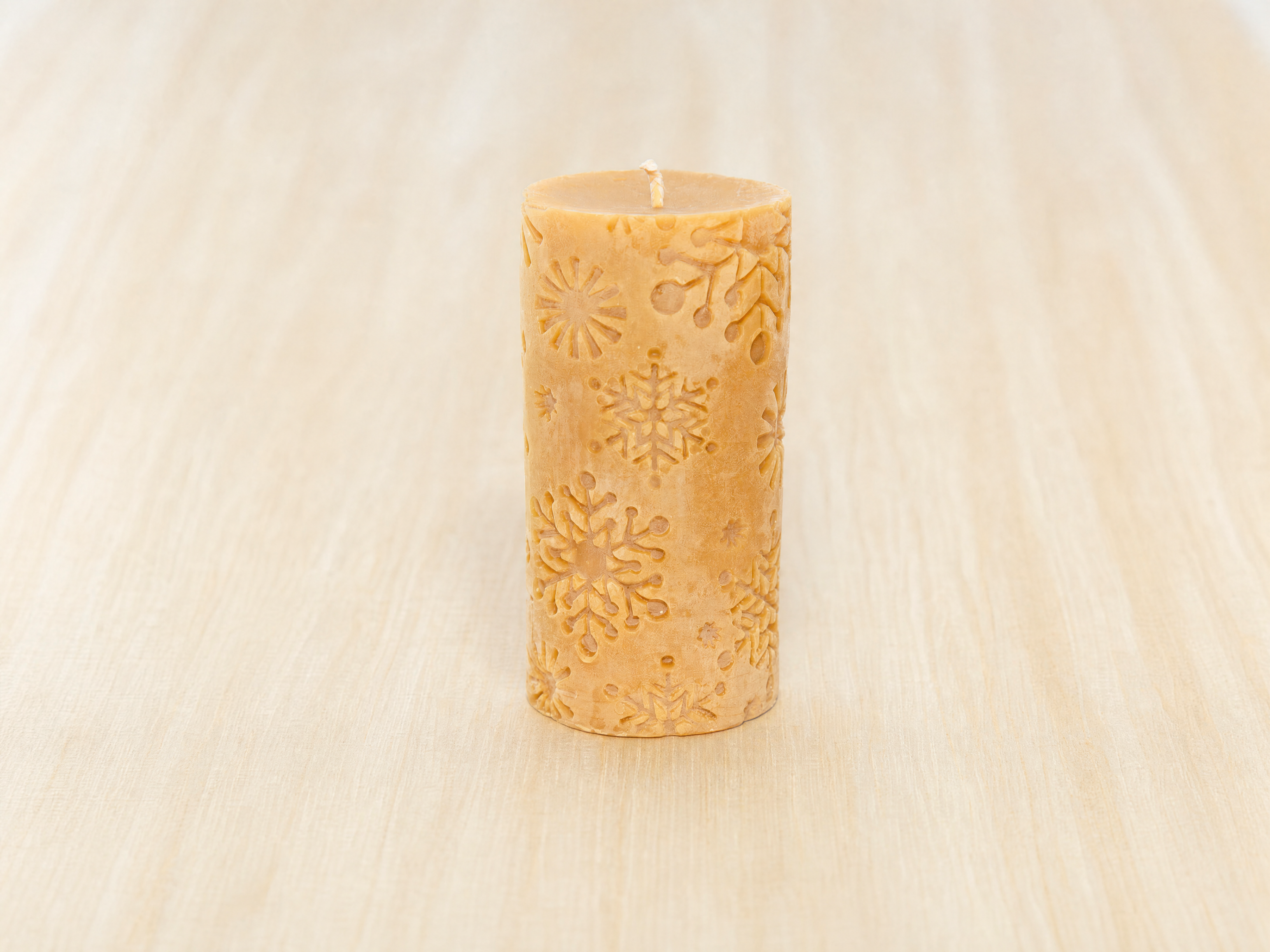 Large Snowflake Pillar Beeswax Candle