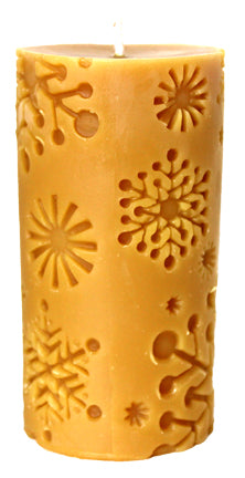 Large Snowflake Pillar Beeswax Candle